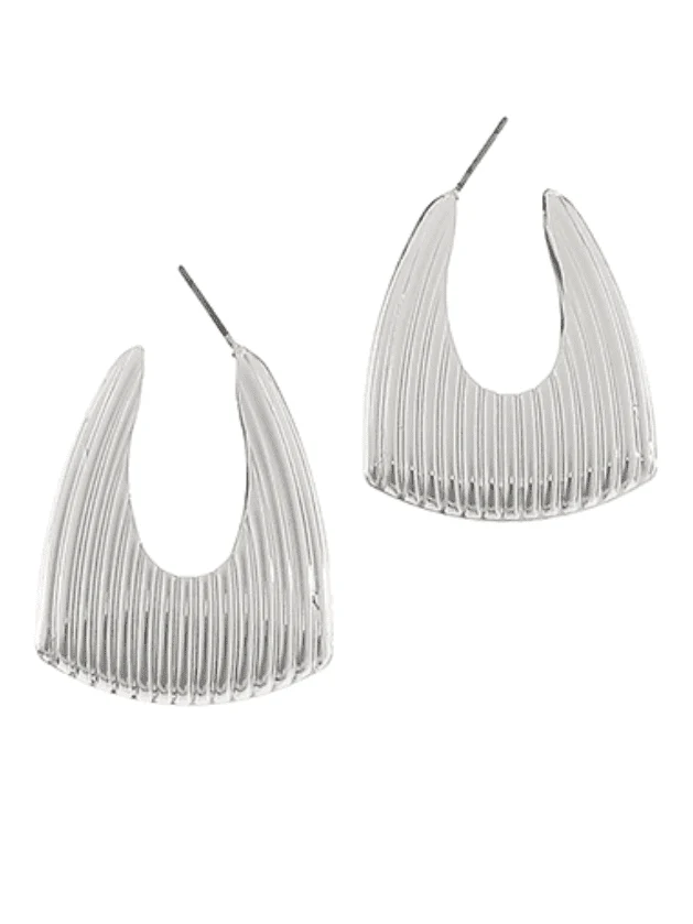 Chunky U Ribbed Earrings - Image 4