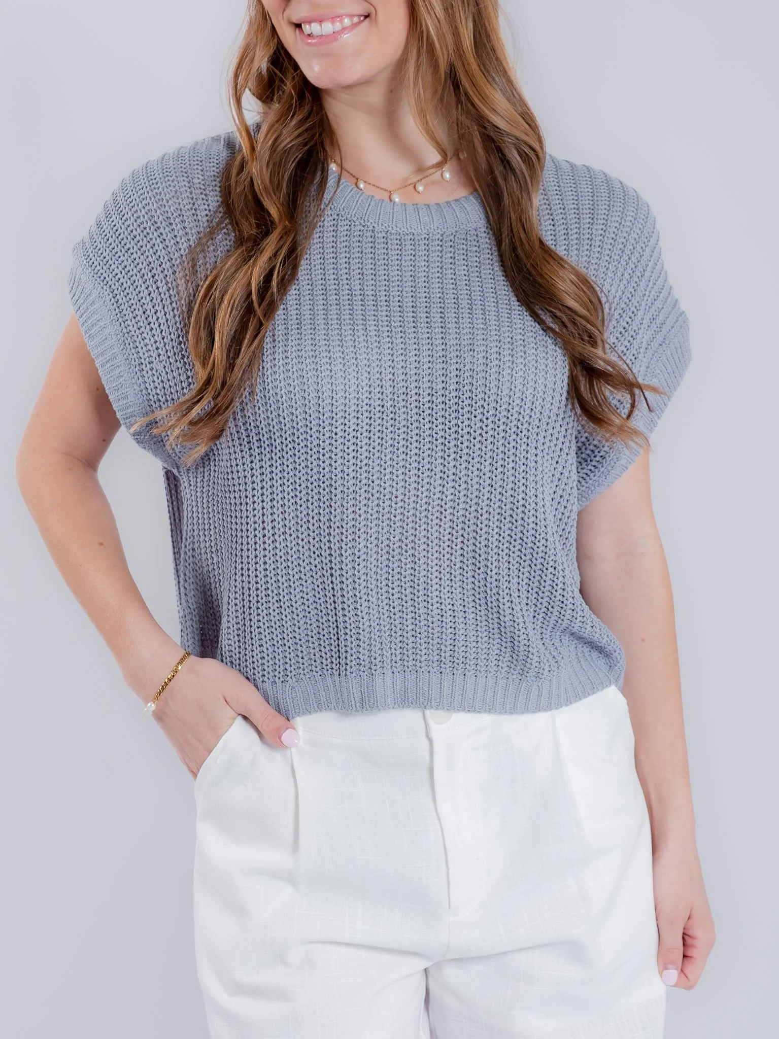 Dolman Sleeve Knitted Crewneck Top - Image 12