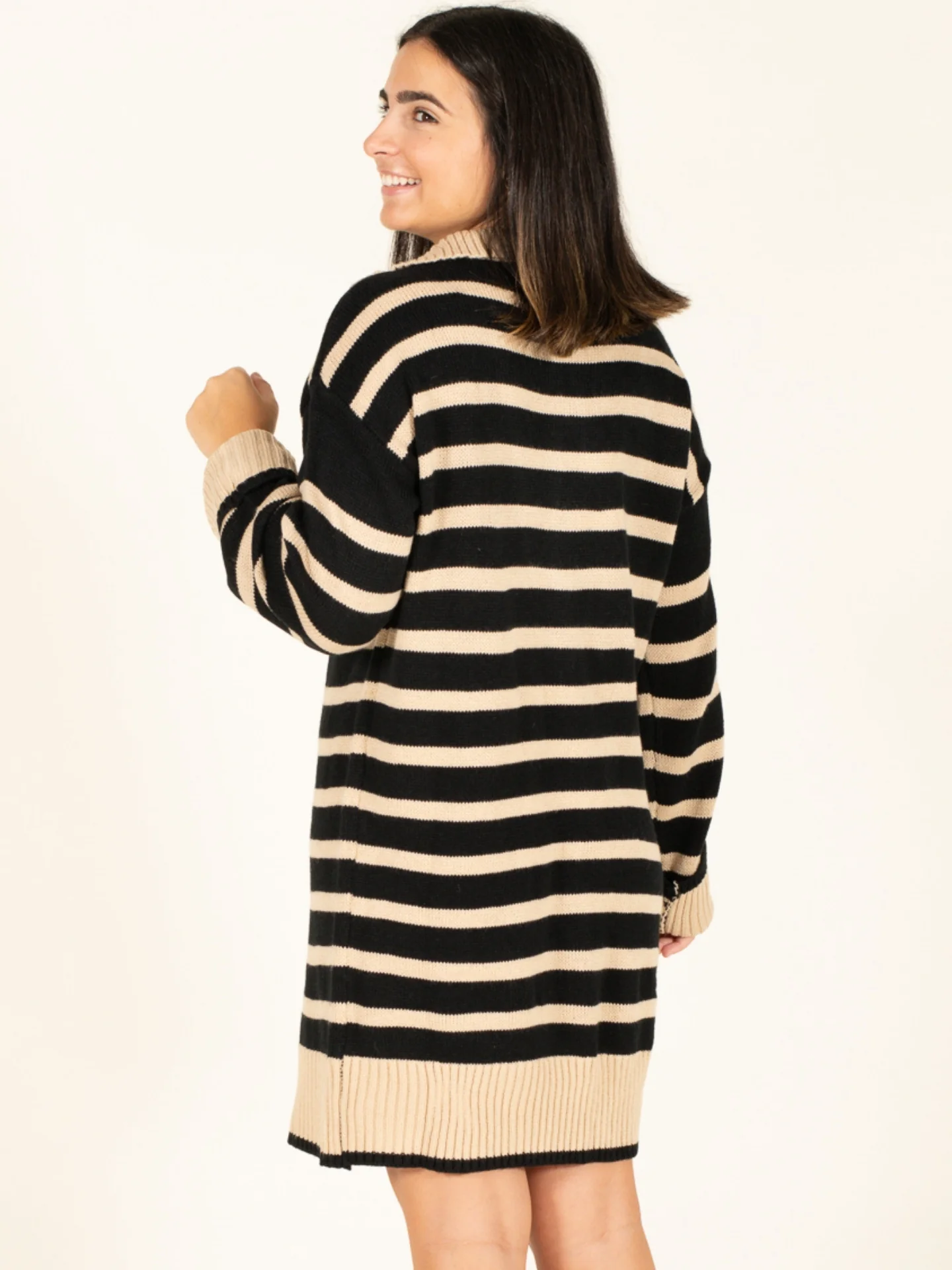 Half Zip Stripe Sweater Dress - Image 4