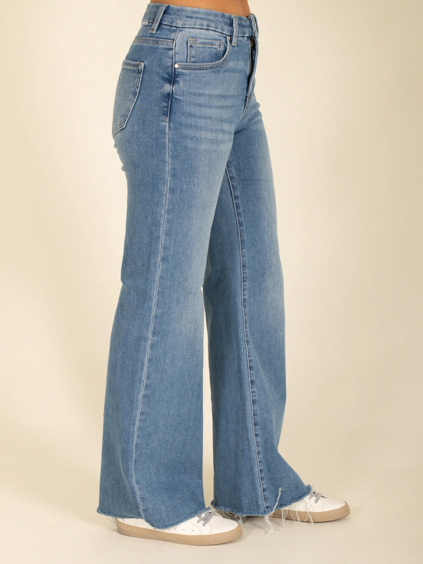 High Rise Blue Wide Leg Jeans - Image 4