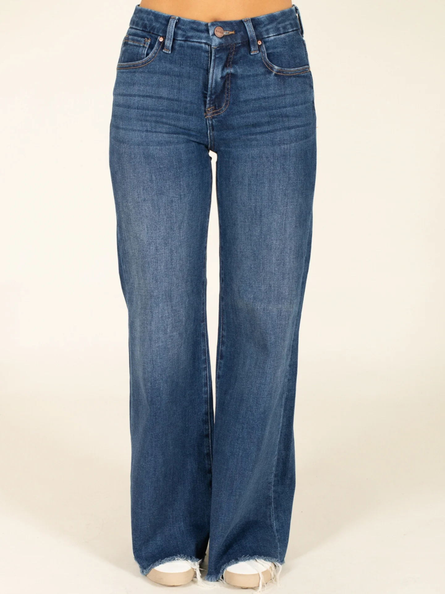 High Rise Blue Wide Leg Jeans - Image 5