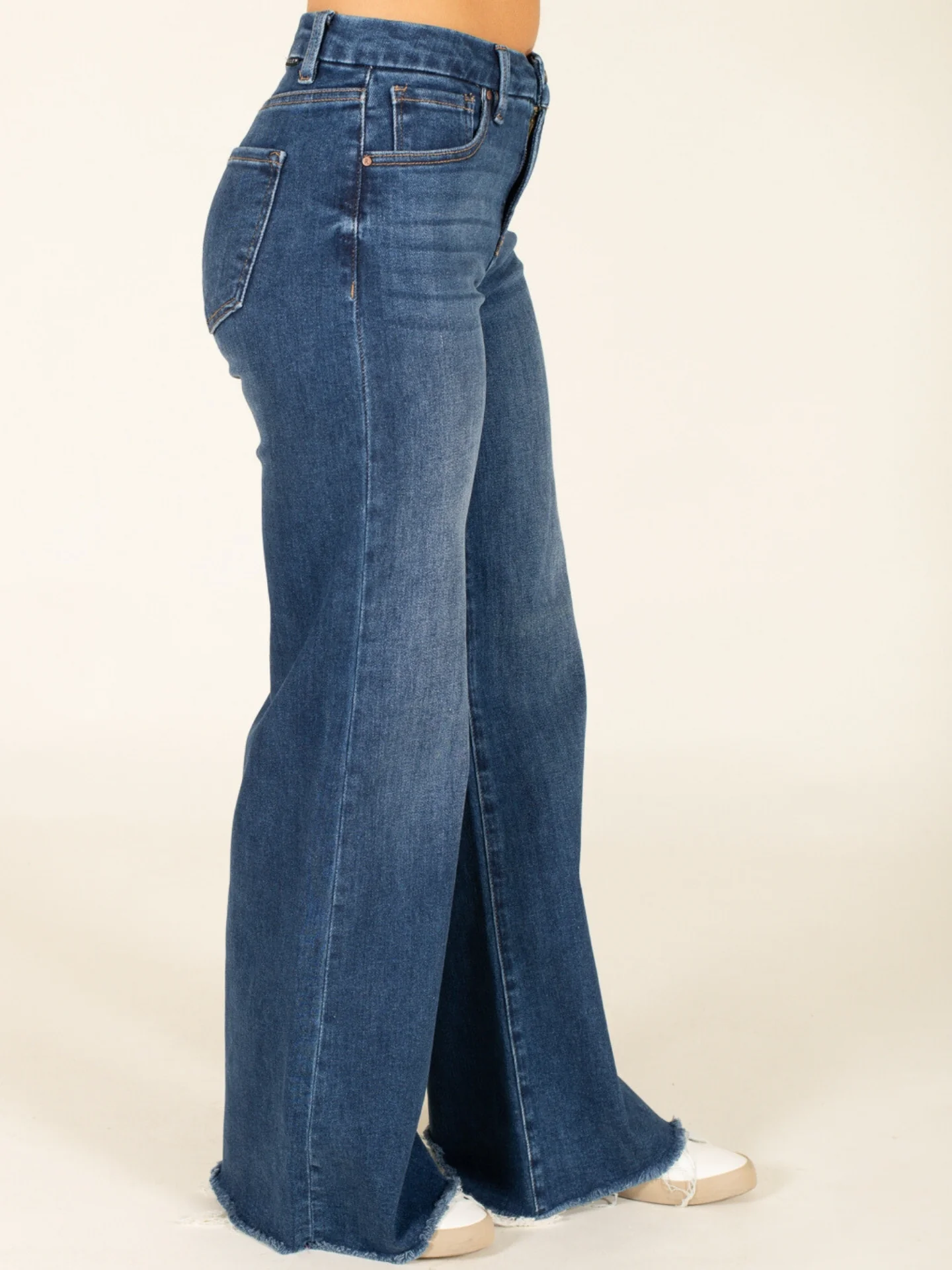 High Rise Blue Wide Leg Jeans - Image 7