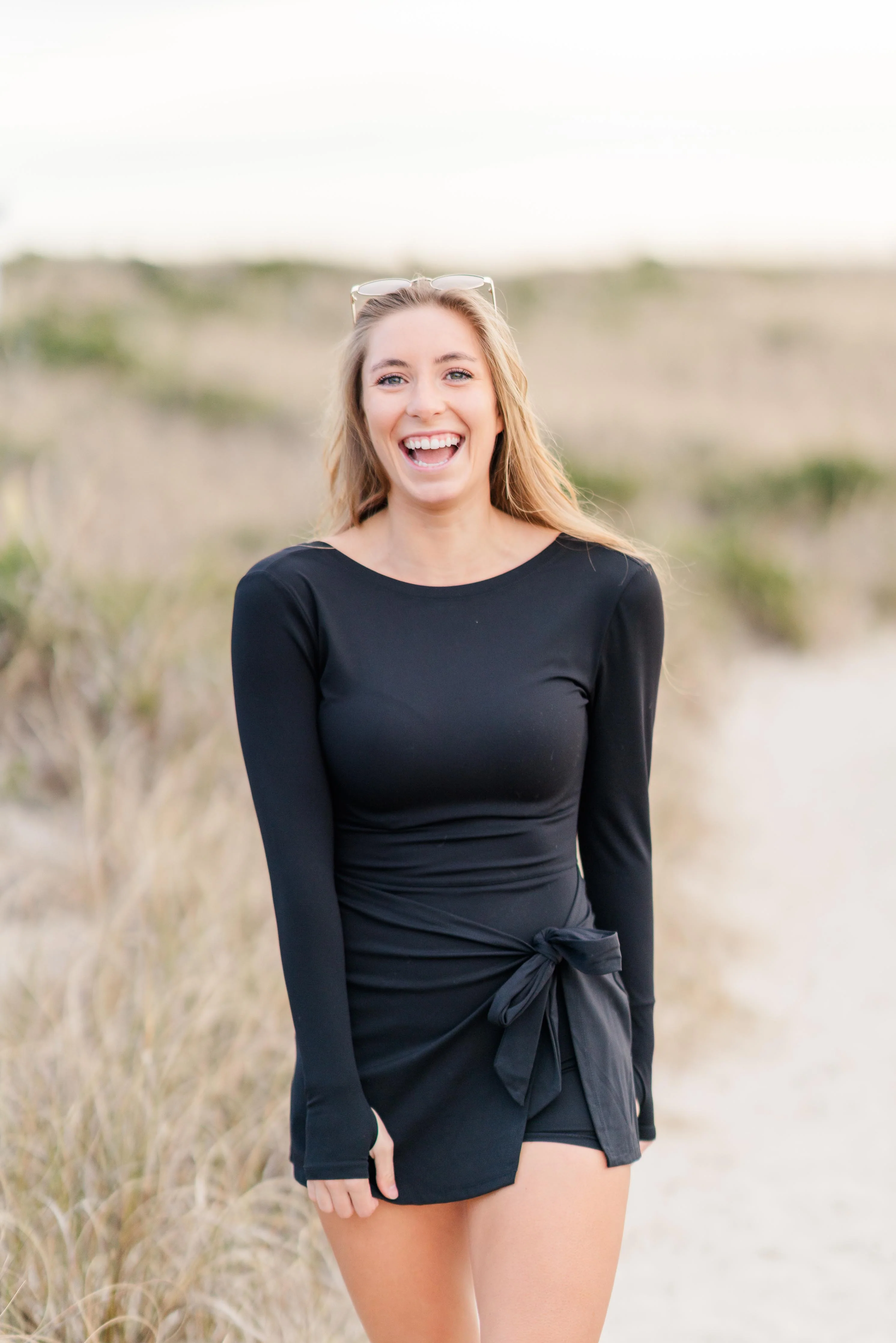 Long Sleeve Wrap Tie Front Athletic Dress - Image 6