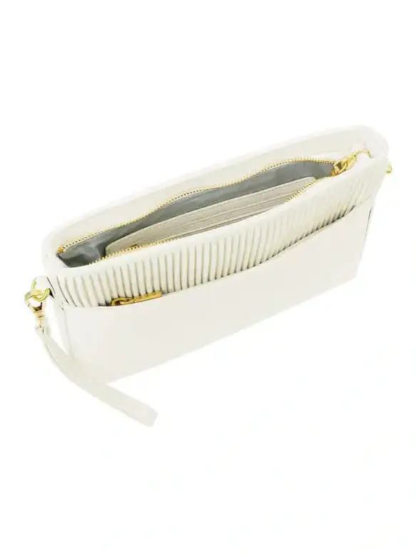 Pleated Cream Pouch Bag - Image 3