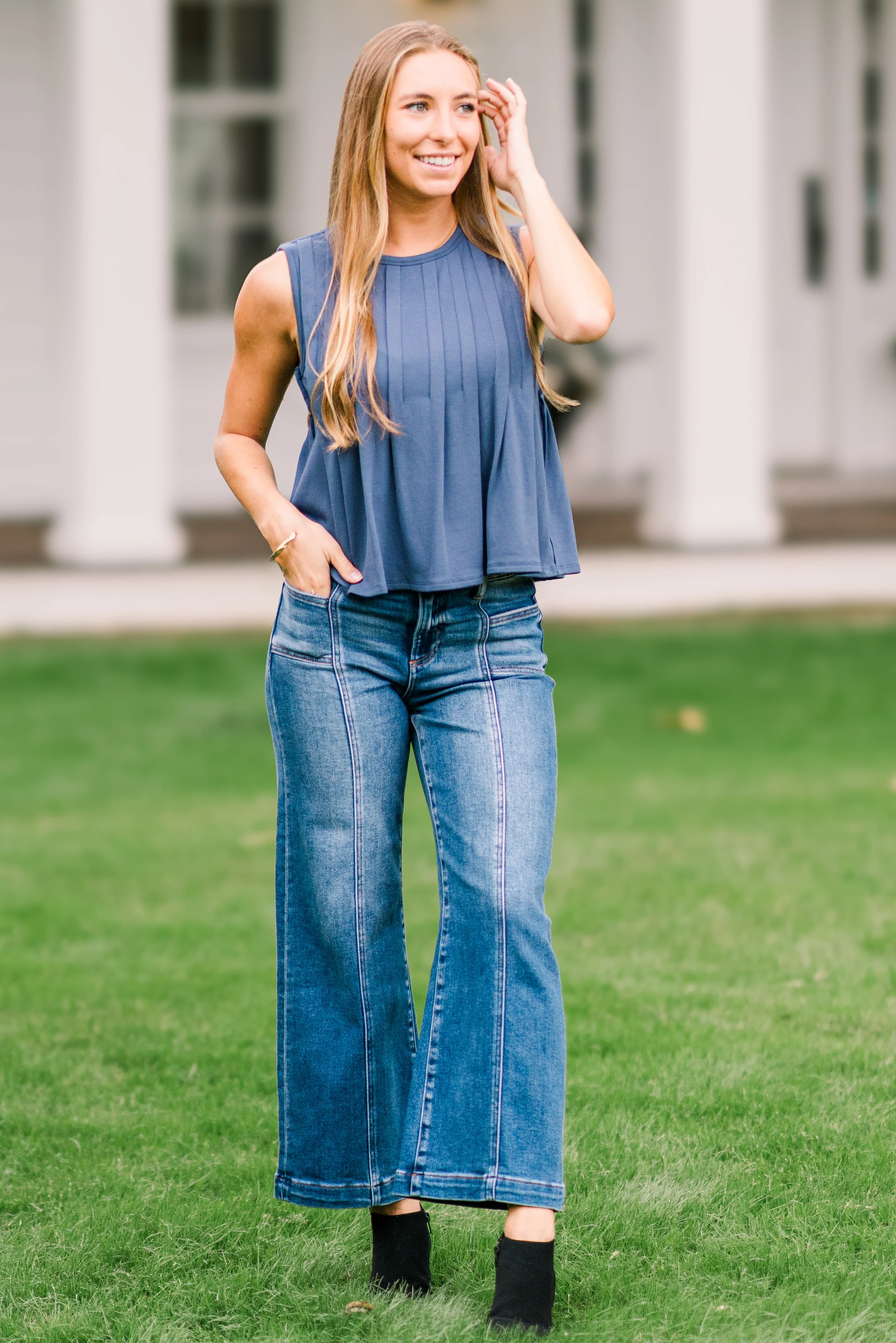 Mid Rise Patch Pocket Jeans - Image 3