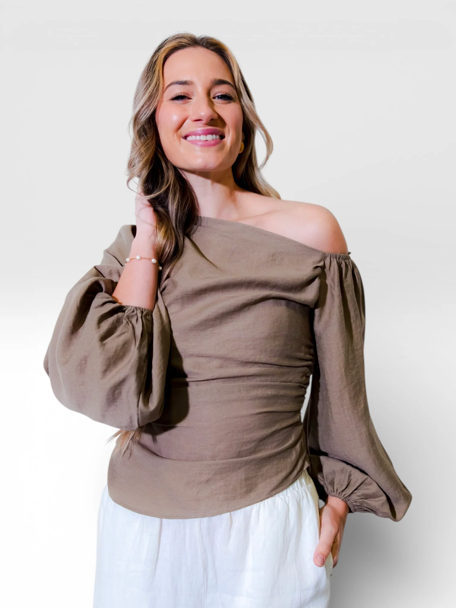 Ruched Asymmetrical Long-sleeve Top - Image 4